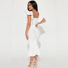 New With Tags Bandage Midi Dress, Fashion Nova Dress, Fashion Nova Dresses, White Midi Dress, Formal Dress, White Formal Dress, White Color, Fashion Nova, Women's Fashion