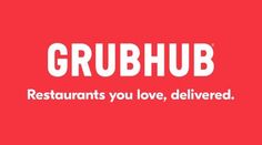 the grubhub restaurant logo is shown on a red background with white lettering