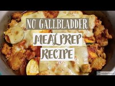 a bowl filled with meat and cheese covered in sauce, next to a sign that reads no callblader meal prep recipe