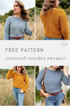 the free knitting pattern for this textured crochet sweater is easy to make