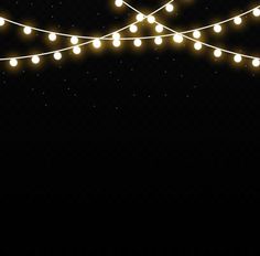 a string of christmas lights on a black background