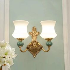 Type: Wall Sconce Item Weight: 4.3 pounds / 6.5 pounds Color: Brass Materials: Metal + Glass + Ceramic Voltage: AC110 - 120V Number of Lights: E26 * 1 Lighting Source Type: Incandescent(Bulb Not Included) Max Wattage: 60W Height: 11.2" (28.5 cm) Width: 12.9" (33 cm) / 21.6" (55 cm) Cottage Light Fixtures, Cottage Homestead, Fantasy Library, Vintage Bathroom Lighting, Vintage Wall Lamps, Estilo Cottage, Antique Wall Lights, Interior Wall Sconces, Wall Sconces Living Room