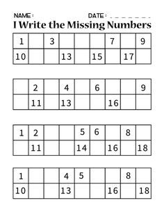 the missing numbers worksheet for students to practice their handwriting and number identification skills