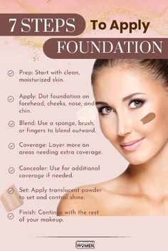 Applying Foundation Tutorial, How To Apply Makeup Step By Step, Makeup Learning, Makeup Instructions, Basic Makeup For Beginners, Makeup Basics, Bird Makeup, Cosmetics Business