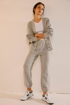 Hailee Cardi Set | Free People Knitted Joggers Outfit, Knit Joggers Outfit, Trendy Lounge Wear Outfit, Hailee Sweater Set, Lounge Wear Outfit, Bohemian Lounge, Balloon Silhouette, Mom Uniform, Comfy Fall Outfits