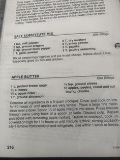 an old recipe book with instructions on how to make apple butter