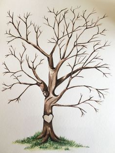 a watercolor painting of a tree with birds perched on it's branches and the words our wedding tree written below