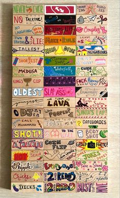 an art piece with many different types of writing on it