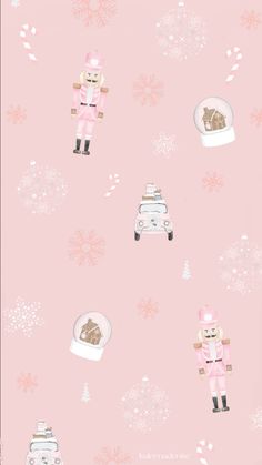 a pink wallpaper with an image of a person in the snow