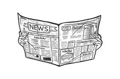 a hand drawn news paper with the word news written on it in black and white