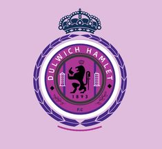 the logo for ipswich hamlet football club on a purple and blue background with a crown above it