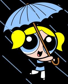 a cartoon girl holding an umbrella in the rain