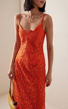 Phoenix Embroidered Lace Maxi Dress By Simkhai | Moda Operandi Moda Operandi Dress, Fancy Fits, Plain Outfits, Orange Wedding, Lace Maxi, Formal Style, Lace Maxi Dress, Orange Dress