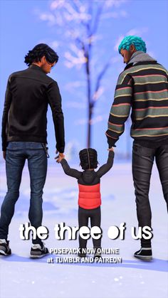 the three of us poster with two people holding hands and one child standing in front of them