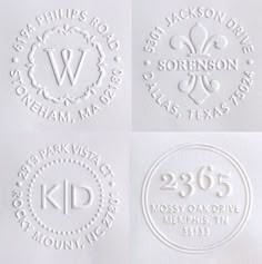 four different logos are shown on white paper