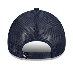 Top off any look with this Denver Broncos McGee 9FORTY hat from New Era. It features a three-letter code on the front panel with a rope running across the visor for a dash of detail. The mesh panels and snap closure finish this fun Denver Broncos trucker hat.Top off any look with this Denver Broncos McGee 9FORTY hat from New Era. It features a three-letter code on the front panel with a rope running across the visor for a dash of detail. The mesh panels and snap closure finish this fun Denver Broncos trucker hat.Wipe clean with a damp clothStructured fitOfficially licensedMid CrownSnap ClosureCurved billMaterial: 100% PolyesterDecorative rope across visorBrand: New EraImportedOne size fits mostSolid front panelWoven clip tagMesh mid and rear panelScreen print graphics Color: Navy. Gender: Navy Spring Cap, Navy Sports Hat For Summer, Casual Navy Hats For Sports Events, Blue Summer Sports Event Hats, Blue Sports Hat With Short Brim, Blue Short Brim Sports Hat, Nfl Gear, Denver Broncos, Mesh Panel