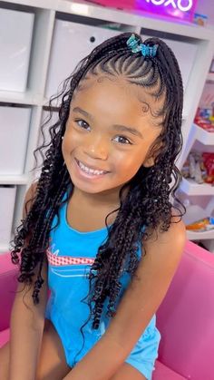 ✨ Precious kids ✨ on Instagram: "Brielle ☺️💕. Half up x S I N G E L S light Boho   • • • • • • • @preciiouskids" Toddler Half Up Half Down Braids, Kiddie Braid Styles, Boho Braids On Kids, Kids Half Up Half Down Braids, Kids Half Up Half Down, Kids Braids With Curls, Braids For Little Black Girls Kids, Mixed Girl Hairstyles Kids Braids, Hair Ideas For Girls Kids