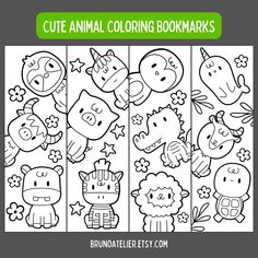 the cute animal coloring bookmarks for kids to color and learn how to draw them