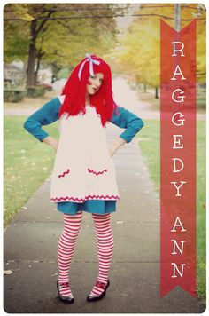 adult raggedy ann costume | Raggedy Ann Costume Ragedy Ann Costume, Doll Costume Diy, Raggedy Ann Halloween Costume, Halloween Crafts Snacks, Raggedy Ann Costume, Snowmen Family, Diy Doll Costume, Mom Halloween Costumes, Fall Pinterest