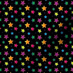 multicolored stars are scattered on a black background