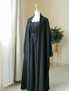 Abaya With Jacket Hijab Outfit, Abaya Models Black, Abaya With Coat, Abaya With Jacket, Black Abaya Fashion, Abaya Designs Black, Black Abaya Outfit, Abaya Designs Latest Simple, Trendy Abaya Designs