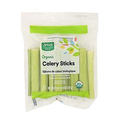 organic celery sticks in plastic bag