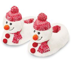 Surround Your Feet With These Adorable Snowman Slippers And You'll Stay Warm And Cozy All Season Long! The Soft Plush White Slippers Feature A Smiling Snowman On The Front, Plus A Stylish Nordic Patterned Lining Inside And Skid-Resistant Soles. Polyester; Imported. Choose: M(7-8), L(9-10) Or Xl(10-11). White Slippers, Bear Character, Ideas For Design, Sewing School, Target Clothes, Cute Snowman, Holiday Lights, Garden Toys, Soft Plush