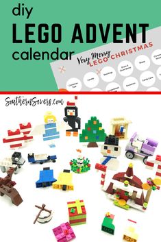 the lego calendar is filled with christmas decorations and toys to help kids learn how to use it