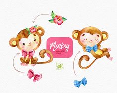 two monkeys with bow ties on their heads