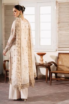 Brand: Serene PremiumProduct Code: S-1081 PerleCollection: Serene Premium Embroidered Muse Luxury Chiffon CollectionFabric: Chiffon DESIGN DETAILS: Embroidered & Hand Embellished Chiffon Front Embroidered Organza Front Open Border Embroidered Chiffon Back Embroidered Organza Front Back Border Embroidered Chiffon Sleeves Embroidered Organza Sleeves Border Embroidered Chiffon Dupatta Dyed Raw-silk Trousers DISCLAIMER:* Lining, Laces, and Tassels are not included in unstitched variants.* Embellishm Organza Trousers, Batik Print Dress, Salwar Suits Party Wear, Lehenga Jewellery, Saree Sale, Indian Anarkali, Chiffon Sleeves, Organza Sleeves, Lehenga Style