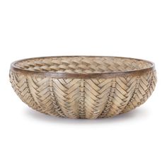 a large woven basket on a white background