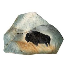 a rock with an animal painted on it