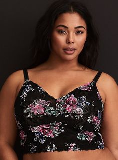 Sexy and stretchy, this seductive bralette doubles as a crop top. Let it peek out from tees and tanks; great for layering or as laid-back lingerie. Matching style(s): Search 11220230. Sheer lace fabric. Wireless cups. Adjustable straps. Pair with Torrid bra for optimal support and lift. CONTENT + CARE: Nylon/spandex. Wash cold; dry flat. Imported plus size bra. SIZE + FIT: Model is wearing size 1 with Torrid Strapless bra. The best plus size women's unlined lace crop bralette bras in soft rose p Push Up Strapless Bra, Outfits 2017, Perfect Bra, Plus Size Bra, Fashion Attire, Matches Fashion, Plus Size Lingerie, Sheer Fabrics, Lace Bralette