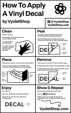 the instructions for how to apply a vinyl decal