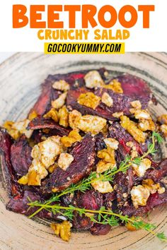 beetroot and cranberry salad in a bowl with the title above it