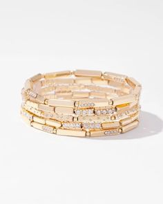 Golden Pavé Stretch Bracelet | White House Black Market Stretch Bracelet