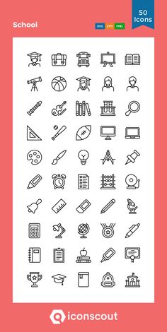 the back to school icon set includes icons such as books, pencils and other items