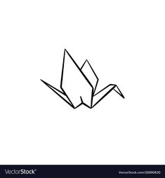 an origami bird line drawing on white background