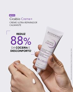 O Cicabio Creme+ é a máxima eficácia de um cuidado reparador que você já conhece. E, claro, os resultados para a sua pele são ainda melhores. Com ultra-reparação, Cicabio Creme+ chega para reparar, acalmar e hidratar pele sensibilizadas. Aproveite! 💜 Skincare Design, Gif Design, Packaging Skincare, Sign System, Social Templates, Poster Design Inspiration, Graphic Design Lessons