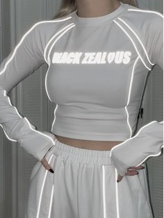 ❤︎Cyberpunk flash logo sporty top❤︎ Sporty Stretch Crop Top With Graphic Print, Sporty Crew Neck Crop Top For Streetwear, Sporty Graphic Print Crop Top For Sports, Sporty Crop Top With Graphic Print For Sports, Edgy Crew Neck Club Tops, White Y2k Style Tops For Club, Sporty Logo Print Crop Top For Streetwear, Sporty Letter Print Tops For Streetwear, Y2k Crew Neck Tops For Club