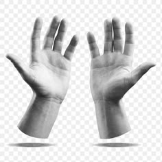 two hands reaching out to each other in black and white, with one hand raised up