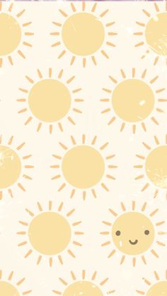 the sun pattern is yellow and white with brown spots on it's sides, as well as an orange smiley face