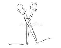 continuous line drawing of scissors on a white background royalty free stock images for clipart