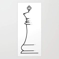 a black and white drawing of a chess piece