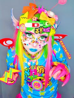 Cyberpop Aesthetic Outfit, Cyberpop Outfit, Rainbow Rave Outfit, Harajuku Rainbow, Decora Aesthetic