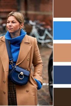 Blue And Camel Outfit, Blue Brown Outfit, Cobalt Blue Outfit, Trent Coat, Fall Outfit Ideas For Women, Lady Decluttered, Color Combos Outfit