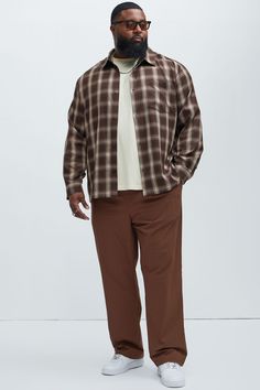 Available In Brown Combo. Fold Down Collar ZFront Button Closure Chest Pocket Long Sleeve Disclaimer: Stripe Placement Will Vary. 65% Polyester 35% Rayon Imported | Mens Boyle Plaid Shirt in Brown size Small by Fashion Nova Men Fashion For Big Guys, Mens Big And Tall Fall Outfits, Bigger Man Fashion Outfits, Mens Xl Fashion, Plus Size Men’s Fall Fashion, Men Basics Wardrobe, Prep Mens Fashion, Thanksgiving Outfits For Men, West Coast Mens Fashion