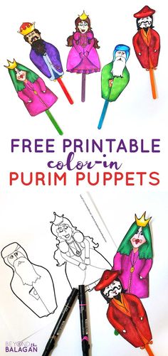 the free printable coloring book for purim puppets