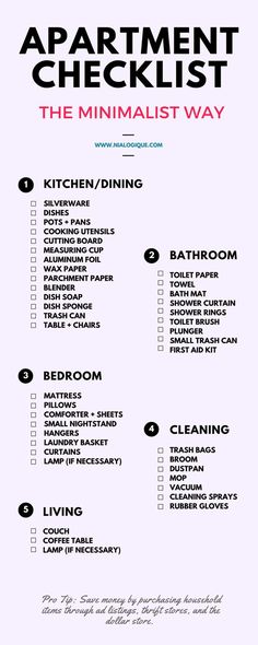 the minimalist way apartment checklist