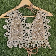 Super Cute Party Top Fit Small Xs Glamorous Summer Festive Crop Top, Trendy Beige Party Top, Trendy Beige Tops For Party, Summer Embellished Crop Top, Glamorous Embellished Summer Halter Top, Glamorous Embellished Halter Top For Summer, Chic Crop Top For Beach Season Festivals, Beige Halter Top For Summer Nights, Fitted Bohemian Halter Top For Party